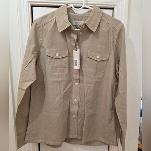 Martha Stewart Classic Tan Chambray Button Down Shirt - Size Large